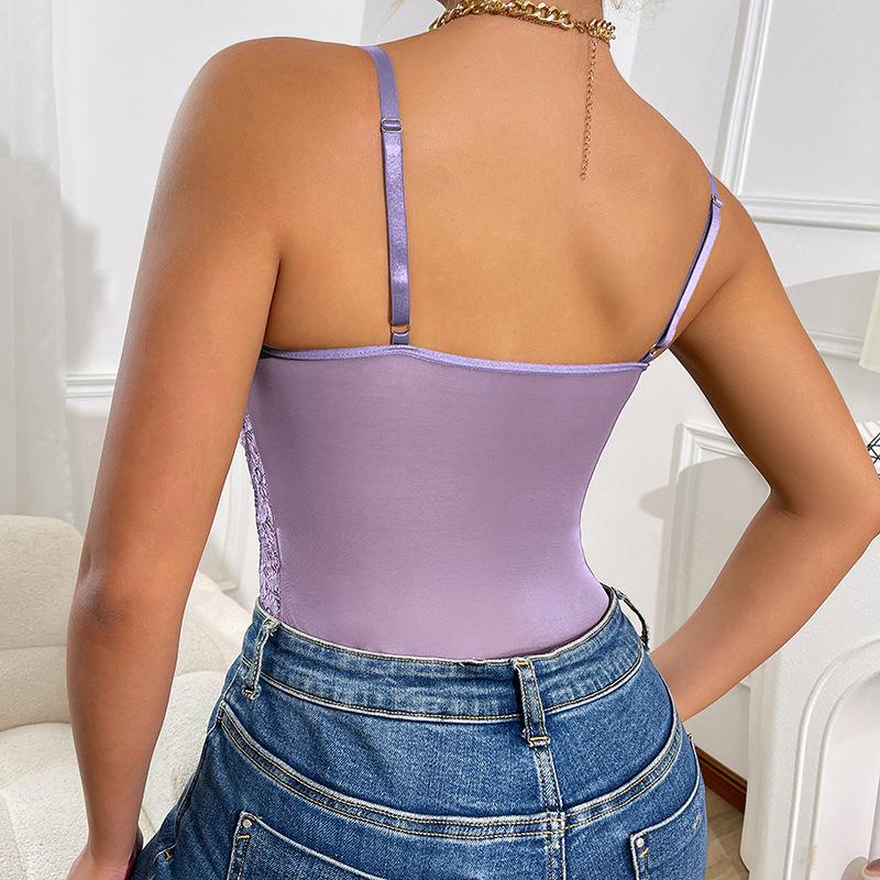 Европейский и американский многоцветный кружевной пэчворк, сексуальное боди - облегающий прозрачный комбинезон на подтяжках