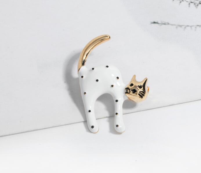 Fashionable Zircon Cat Color Enamel Brooch, Anti-exposure Pin for Women, Metal Button To Fix Clothes, Wedding Party Gift