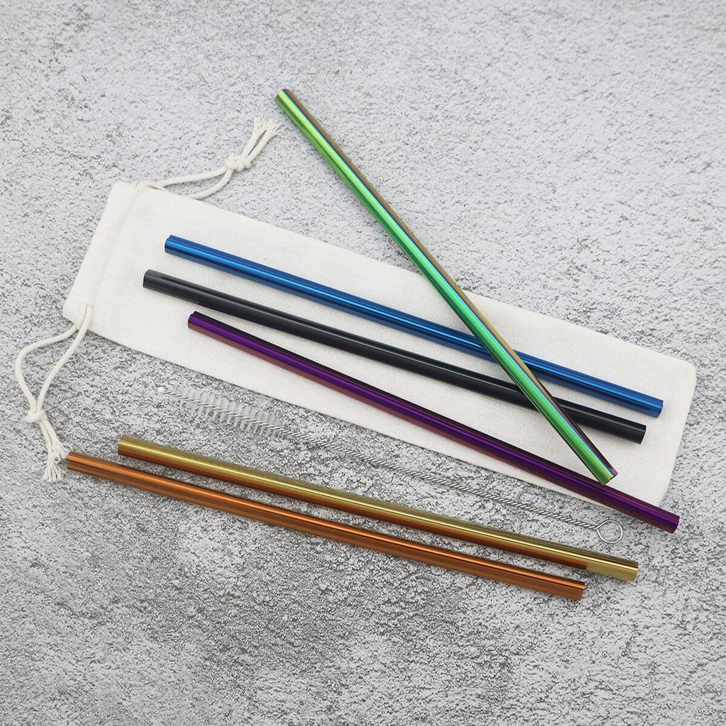 Metal Straw Reusable Drinking Straw Set 304 Stainless Steel Straw Straight Straw With Cleaner Brush Party Bar Accessories