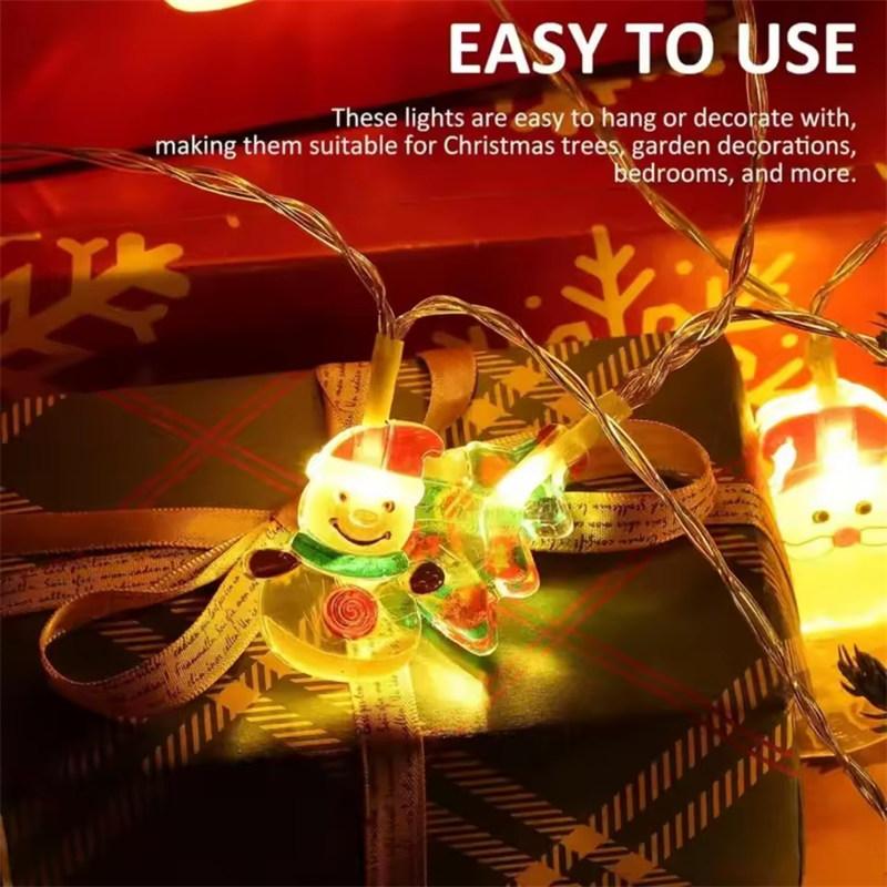 1pc Christmas Atmosphere Light String with Snowman & Tree & Santa Claus 10/20 LED Fairy Lamp For Home Indoor Xmas Decor
