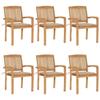 VidaXL Stackable Garden Chairs with Cushions 6 Pcs Solid Teak