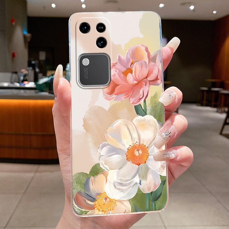 For Vivo V30 V30pro V2318 V2319 Case Clear Luxury Fashion Butterfly Flowers Soft TPU Silicone Phone Case For Vivo V30 Pro Cover
