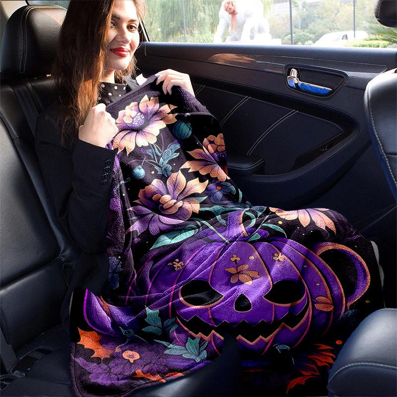 1pc Purple Pumpkin Halloween Elements Blanket  Soft and Cozy Home Decor Gift| Seasonal Universal| Perfect for