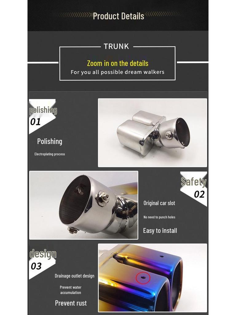 IX35/Infiniti JX35 SUV Dual Outlet 7.6 Caliber Exhaust Pipe