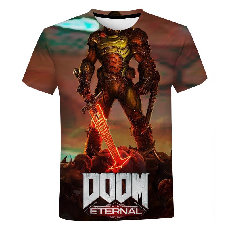Мужская футболка с короткими рукавами Doom Game с 3D принтом, летняя повседневная футболка большого размера, модные уличные топы с круглым вырезом в стиле Харадзюку