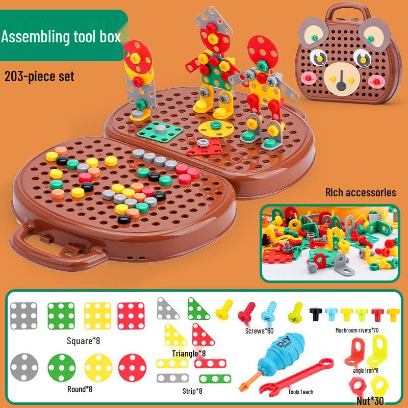 Детский образовательный электроинструмент: дрель и отвертка, ящик для инструментов для ремонта