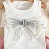 Kids Sleeveless Bow Top and Tiered Skirt, Cute 2-Piece Casual Outfit for Girls