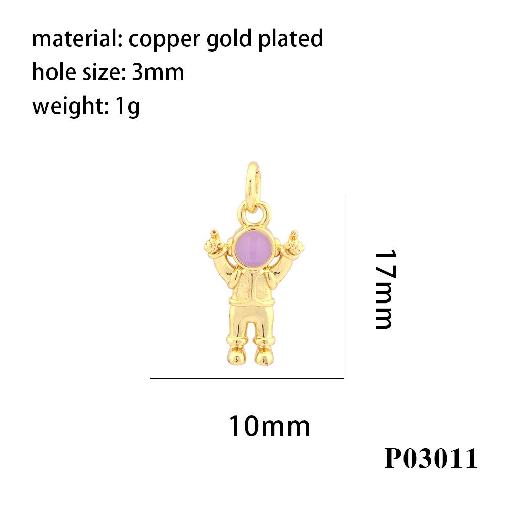 Ожерелье с подвеской-астронавтом с покрытием из 18-каратного золота, с капельной эмалью и микроинкрустацией