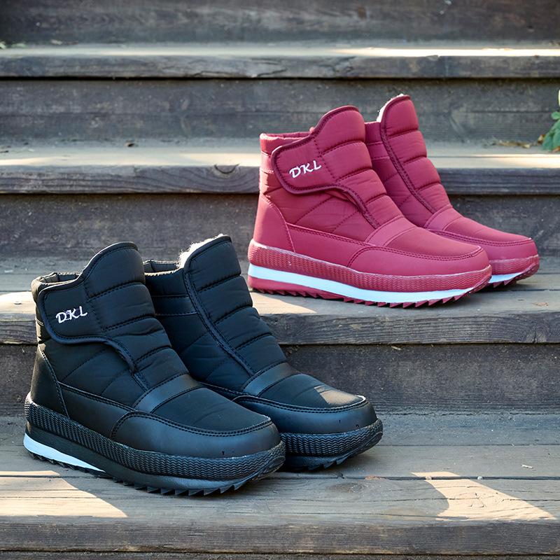 Waterproof Snow Boots for Women 2024 Winter Warm Plush Ankle Booties Hook & Loop Non Slip Cotton Padded Shoes Plus Size 36-45