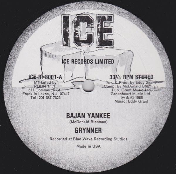 12-дюймовая пластинка GRYNNER Bajan Yankee ICERI8001 ICE 1986 US Reggae Ska Dub Б/у