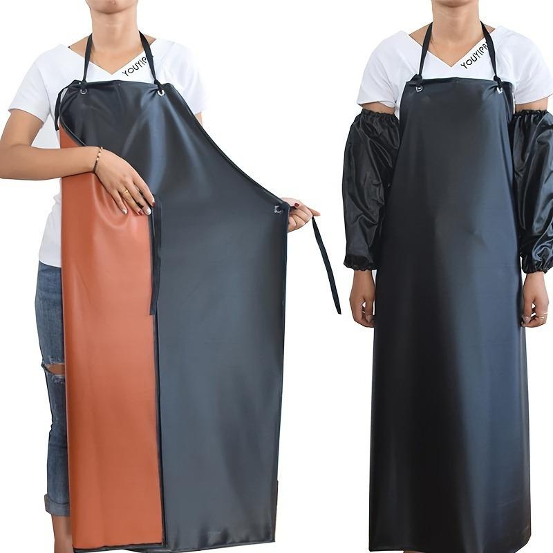 PVC Waterproof Apron Oil Resistant Heavy Duty with Sleeves Acid&Alkali Proof Industrial Workwear Set Durable Kitchen Protective