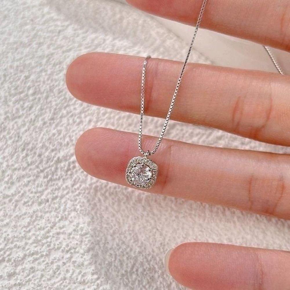 Zircon Necklaces Block Gift Romantic Women Chokers Simple Clavicle Chain Wedding Party