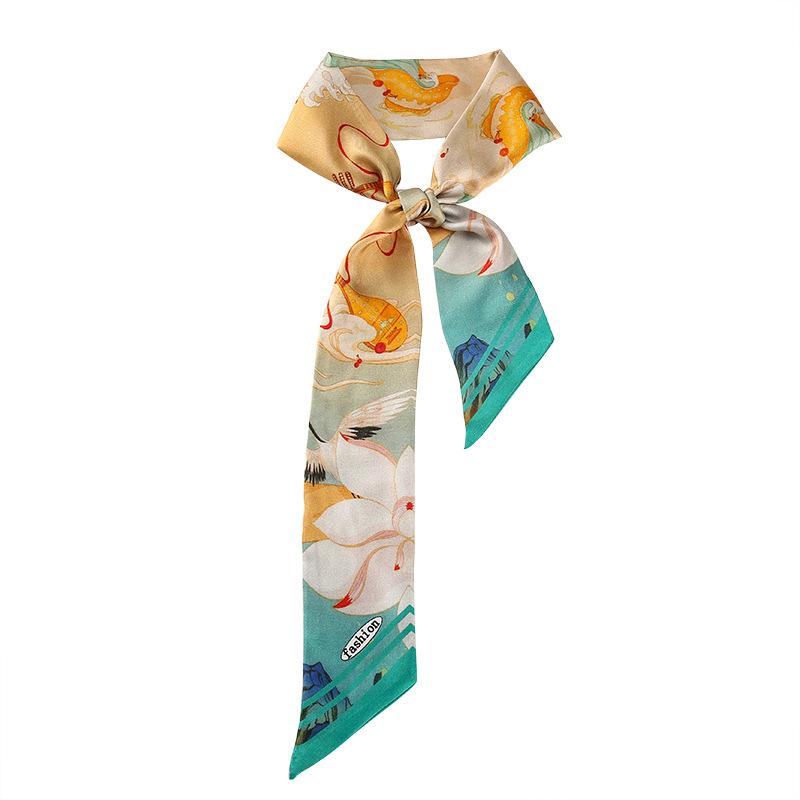 6*125см 100% шелковый шарф-лента для женщин, тонкий шелковый шарф-лента твилл, тонкий шарф на шею и резинка для волос, универсальный весенне-летний пояс и брелок для сумки