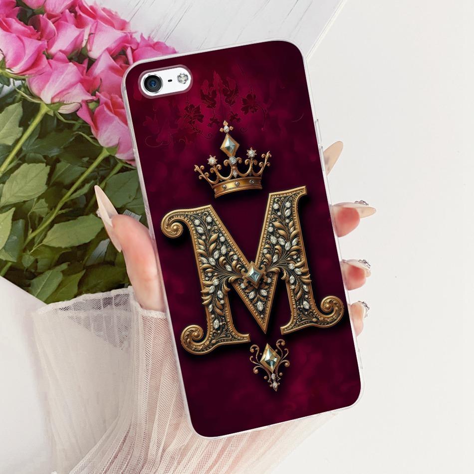 For iPhone 5 5s SE (2016) 4 4s Royal Crown Initial Letter Couple Phone Case For iPhone5 iPhone4 Soft Silicone TPU Covers Bumpers