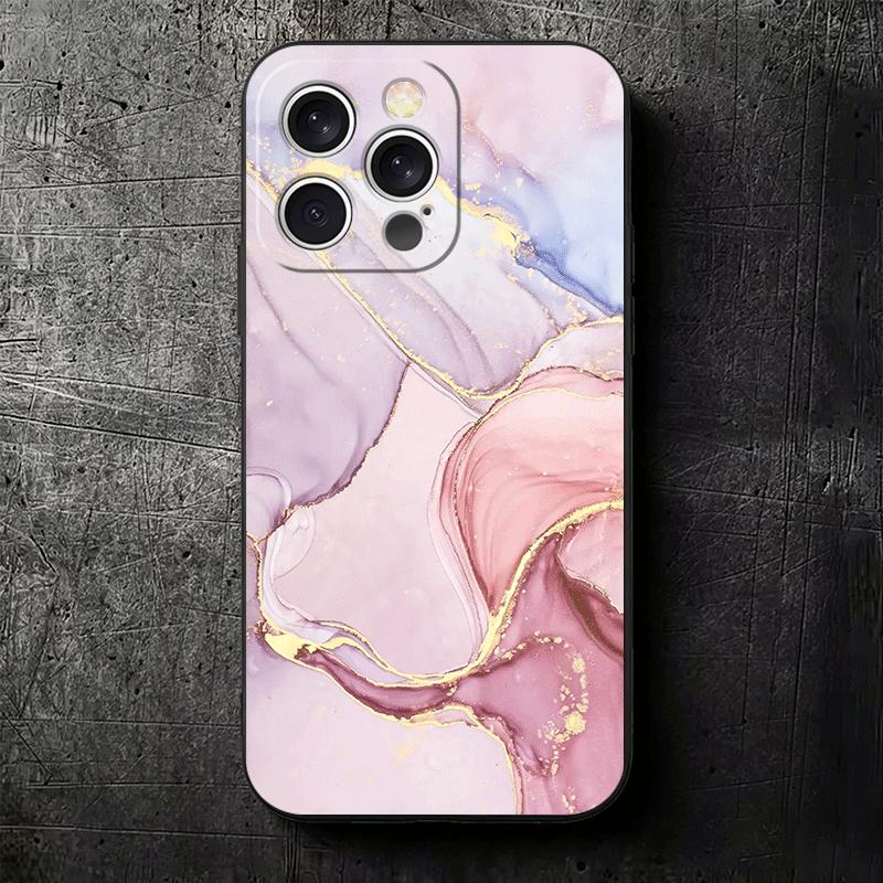 Мягкий чехол для телефона с узором из золотого гранита и мрамора для iPhone 16 16E 17 Air 15 Pro Max 14 Plus 13 Mini 11 12 7 Черная задняя крышка