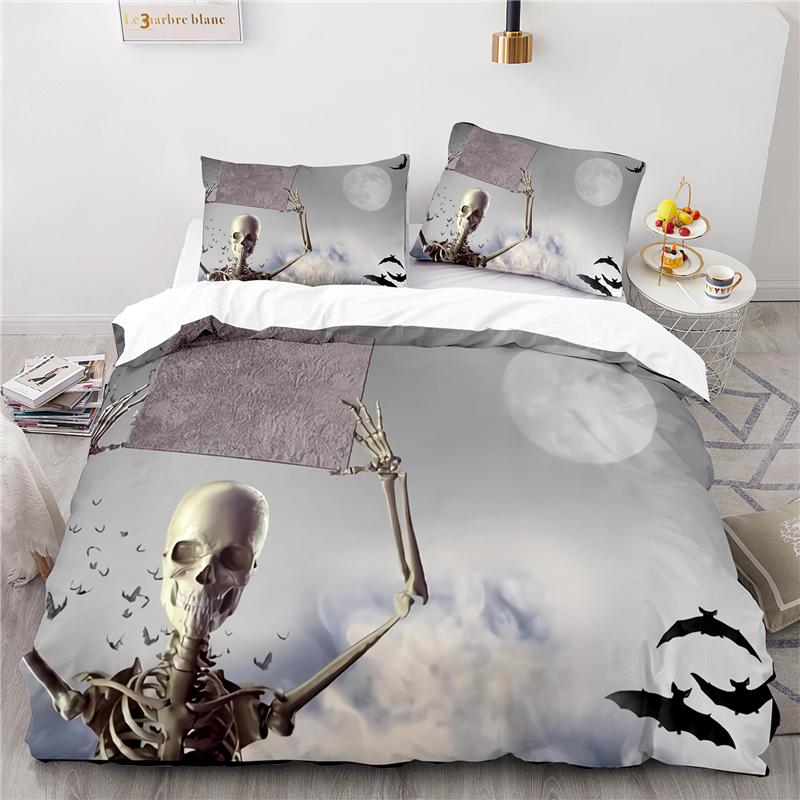 Забавный Хэллоуин 3D Комплект Постельного Белья Принт Набор Пододеяльника с Наволочкой 2/3шт Домашний Текстиль Односпальный Двуспальный Полуторный Полный Королевский Размер