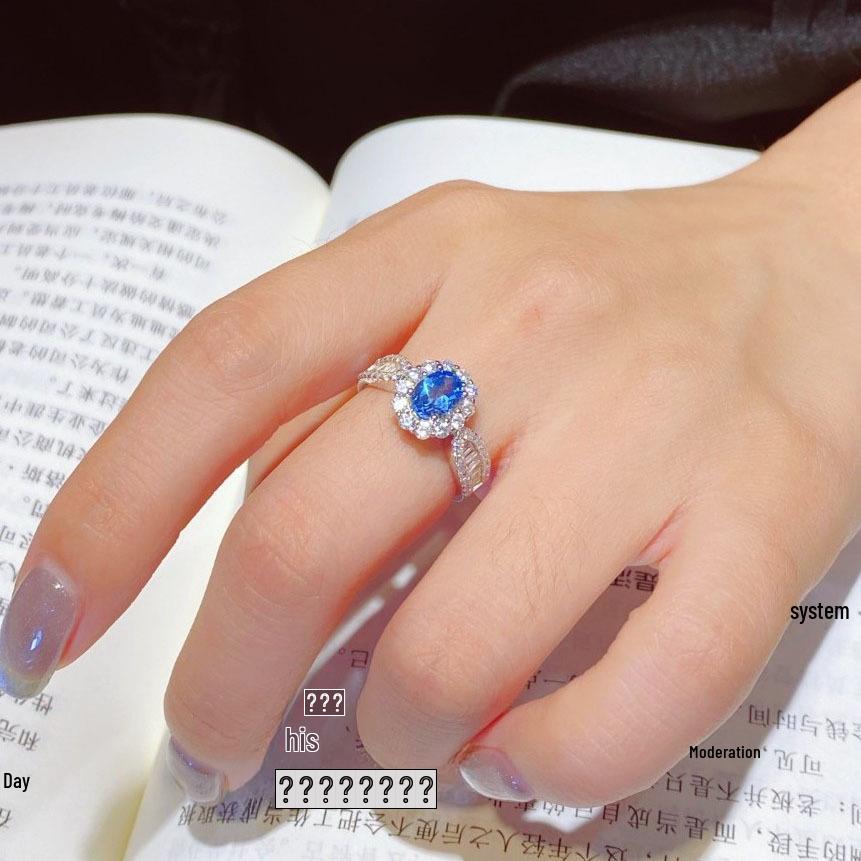 Модное регулируемое кольцо с имитацией небесно-голубого топаза для женщин