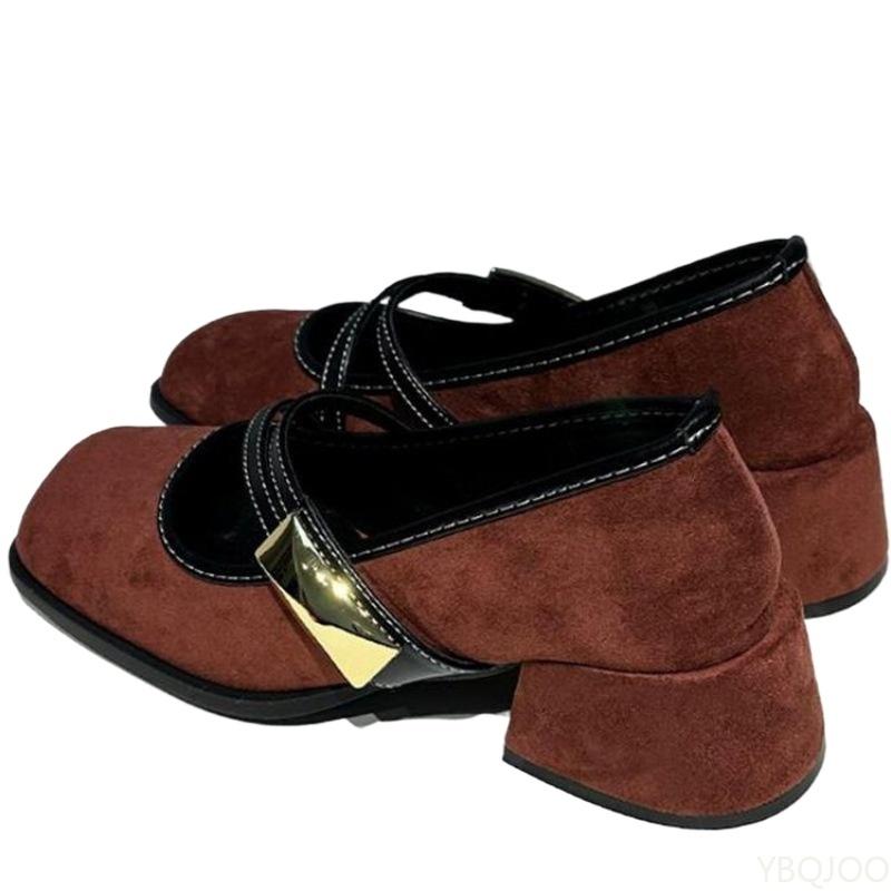 Мода Новая весна Ретро квадратный носок Женская обувь Модная Неглубокий вырез Повседневный Средний каблук Элегантные минималистичные удобные Туфли для платья