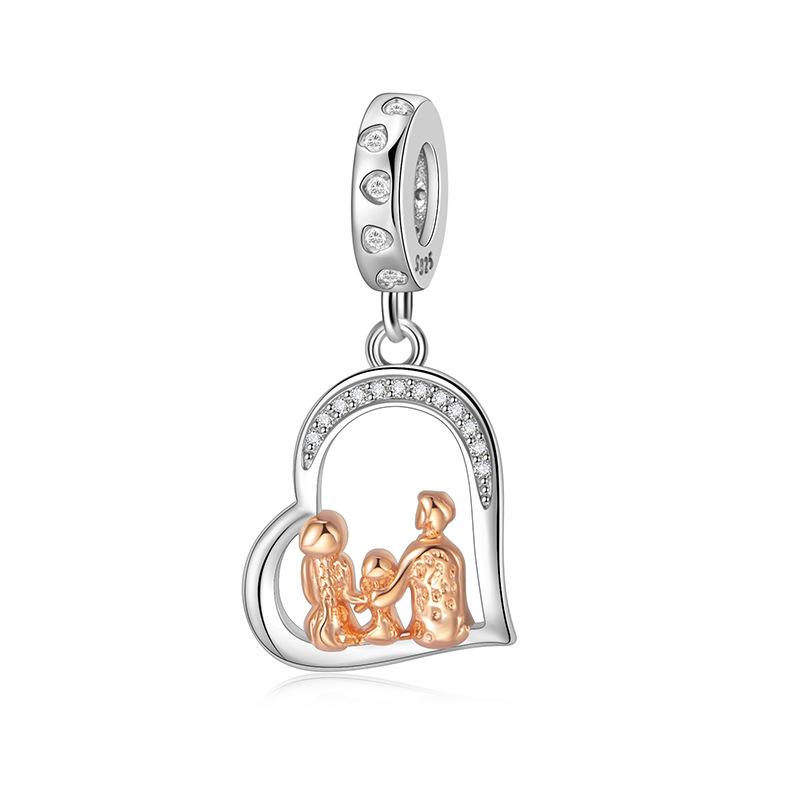 Милые медные подвески-шармы в форме сердца «Материнская любовь» подходят для оригинального браслета, бусина «Семейное дерево», сделай сам, изящные украшения, подарок на Новый год