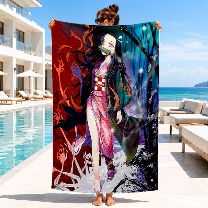 Anime Samurai Warrior's Journey Beach Towel, Microfiber Beach Towel, Perfect For Pool, Beach, Travel, Home Decor Beach Party Fan gifts