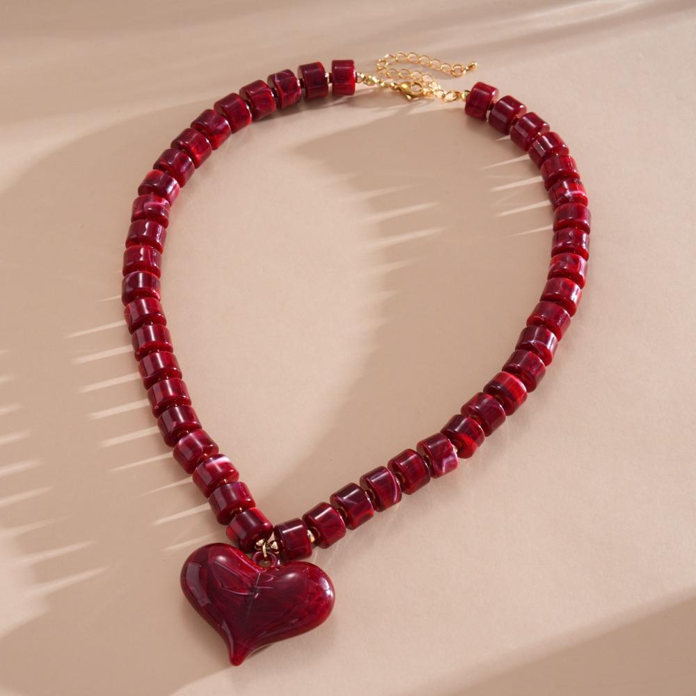 Heart Shape Clavicle Chain Acrylic Neck Ornament Fashion Women Jewelry Party Jewelry