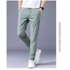 Ice Silk Men's Pants Summer New Black Gray Thin Business Casual Pants Outdoor Elastic Breathable Straight Leg Sweatpants