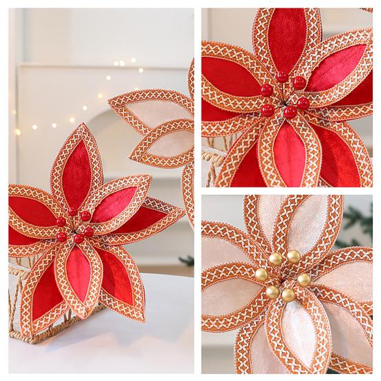 Искусственные Рождественские Цветы Бархатные Цветы Украшения для Украшения Рождественской Елки Праздничное Домашнее Оформление и Подарки Ручной Работы