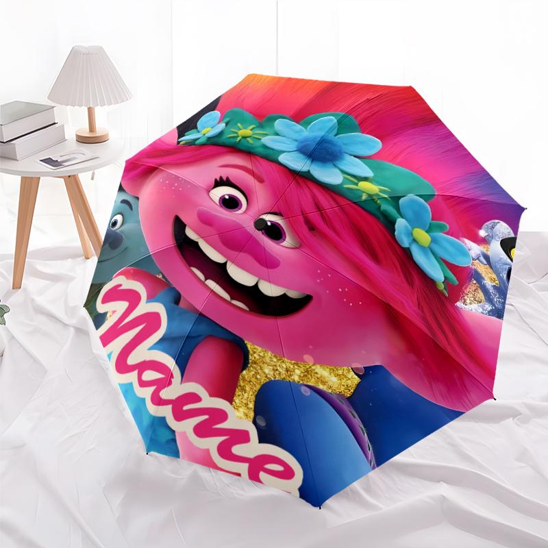Personalized Name T-Trolls Print Umbrella - Automatic Open/Close, Eight-Rib Durable Frame, Automatic Folding Umbrella