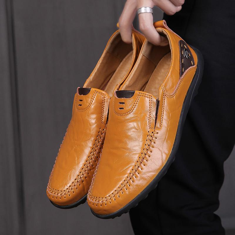 Повседневная обувь ручной работы. Мужские мокасины. Удобные кожаные туфли на плоской подошве. Мягкие кожаные лоферы38-47.