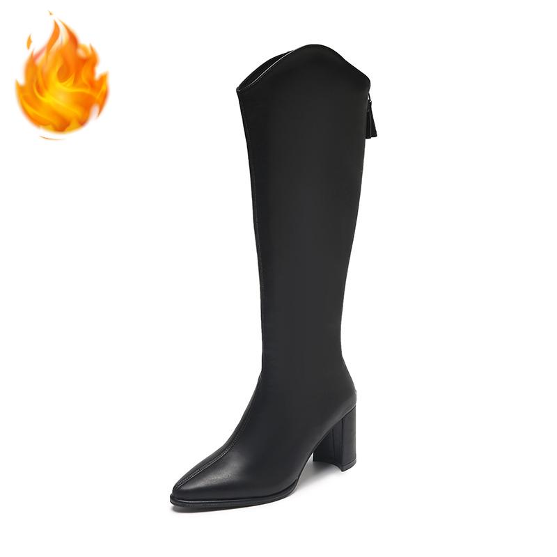 Зимняя мода Женские ботфорты на высоком каблуке Обувь Женская Комфортная Короткая Плюшевая Рыцарские Ботильоны botas de inverno feminina