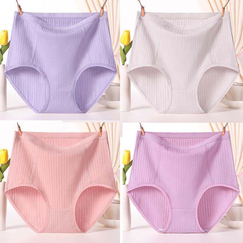 Большие размеры женские красные трусики для мам среднего возраста из хлопка с высокой талией