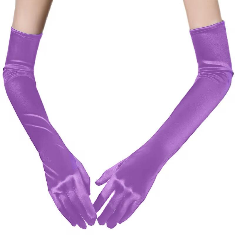55cm Long Section Satin High Elasticity Solid Halloween Sexy Pole Dance Evening Dress Etiquette Accessories Drive Cosplay Gloves