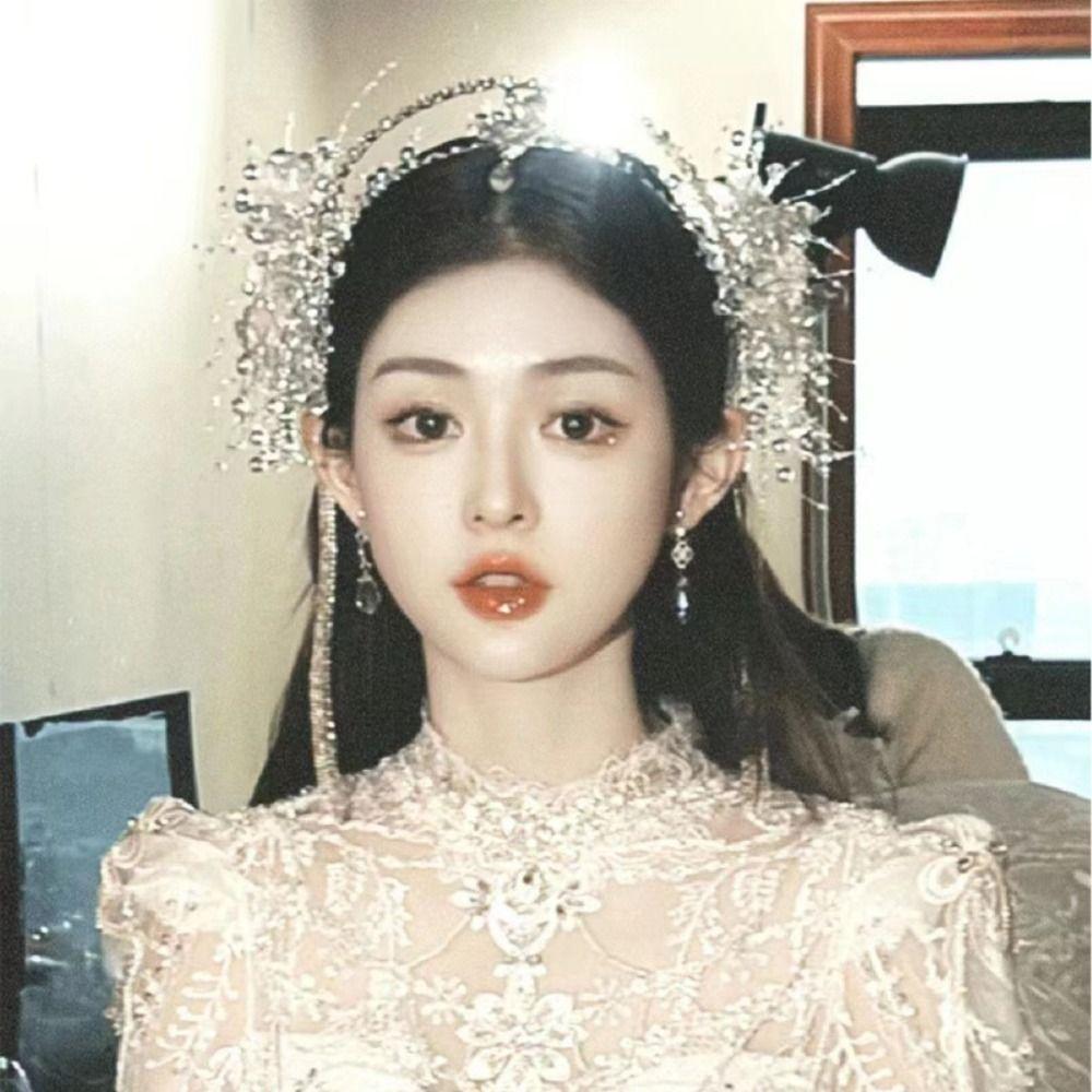 Fairy Bride Crystal Crown Earrings Shining Wedding Jewelry Set Wedding Styling Accessories