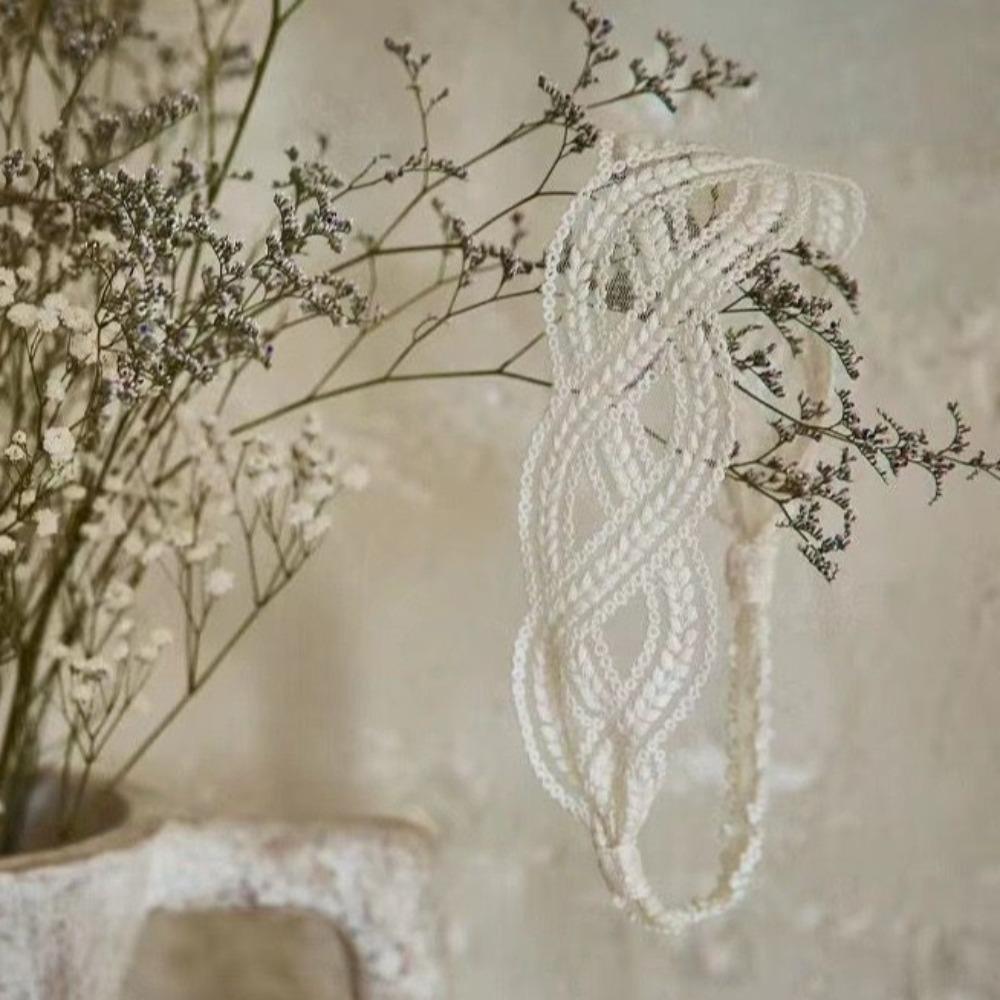 Retro Wave Lace Baby Headband Embroidered Wide Infant Hairband Hair Accessories Turban Elastic Hair Hoop Photography Props