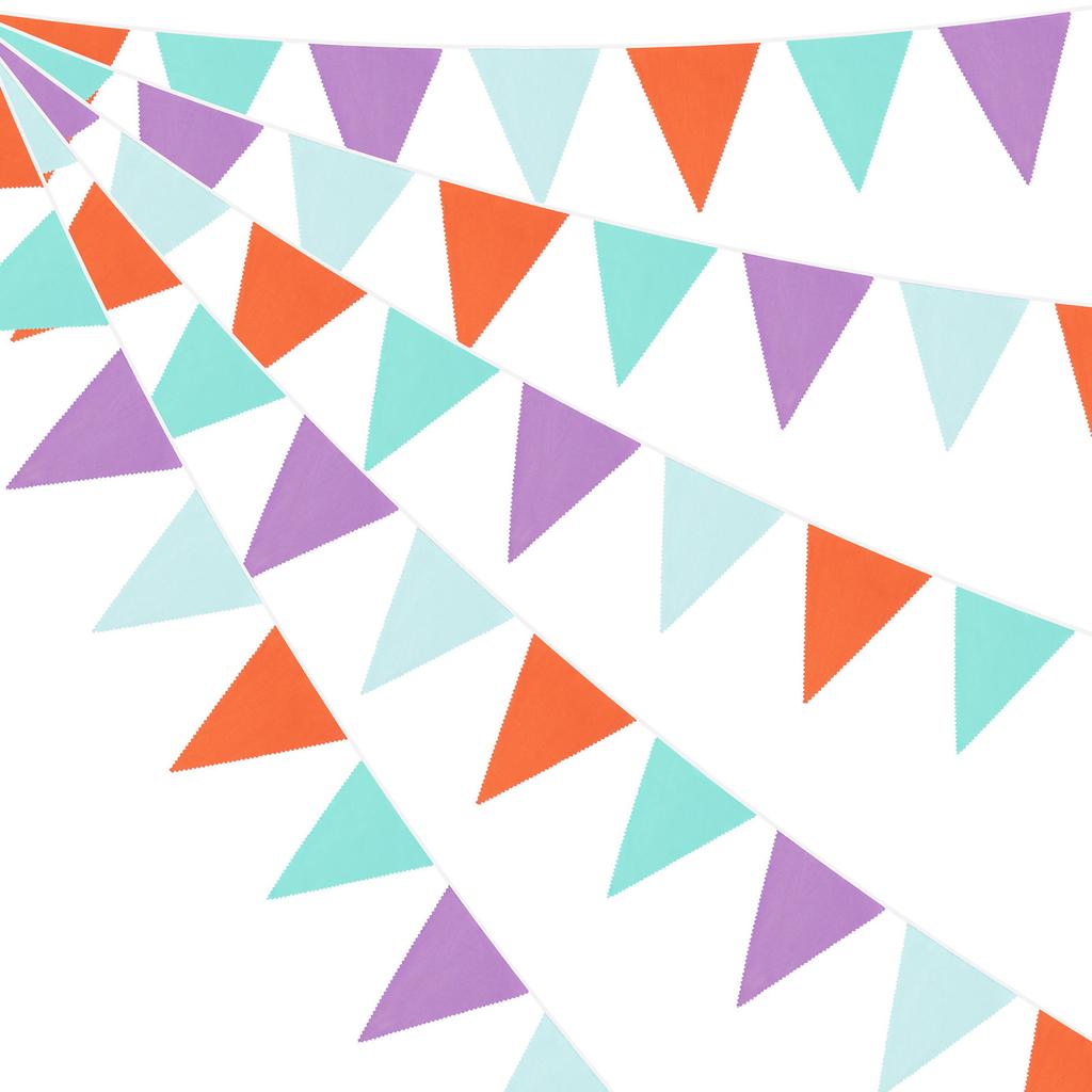 10m 36PCS Multicolor Bunting Banner Gradient Color Single Layer Cotton Pennant Children's Birthday Christmas Home Party Decor