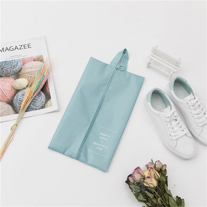 Portable Travel Foldable Shoe Bag Polyester Storage Case Convenient Pouch Organizer Shoes Sorting Zipper Tote
