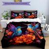 3pcs Colorful Hummingbirds Amidst Vibrant Flowers Quilt Set Cartoon Themed Bed Quilt Set Lovely Character Bedroom Decor Bed Quilt Set Four Season