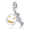Funny Personality Halloween Moon Wizard Pumpkin Magic Hat Broom Charm, Copper Silver Plated