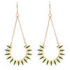 [Q8541] - Дизайнерские серьги из стали «Клеопатра» золотисто-зеленые (солнце) - 45х25 мм