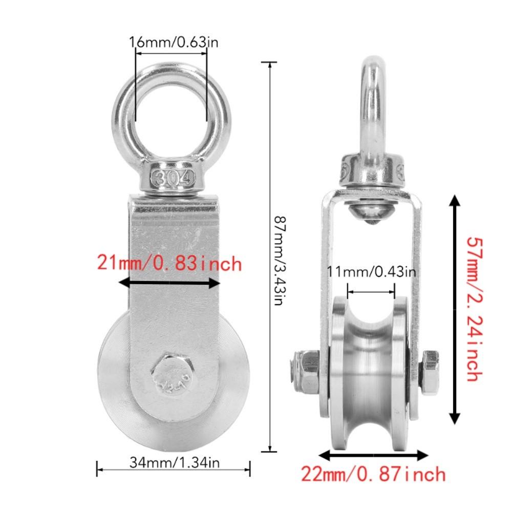 2pcs Dual Bearings U Groove Pulley 304 Stainless Steel Swivel Pulley Block Home Gym