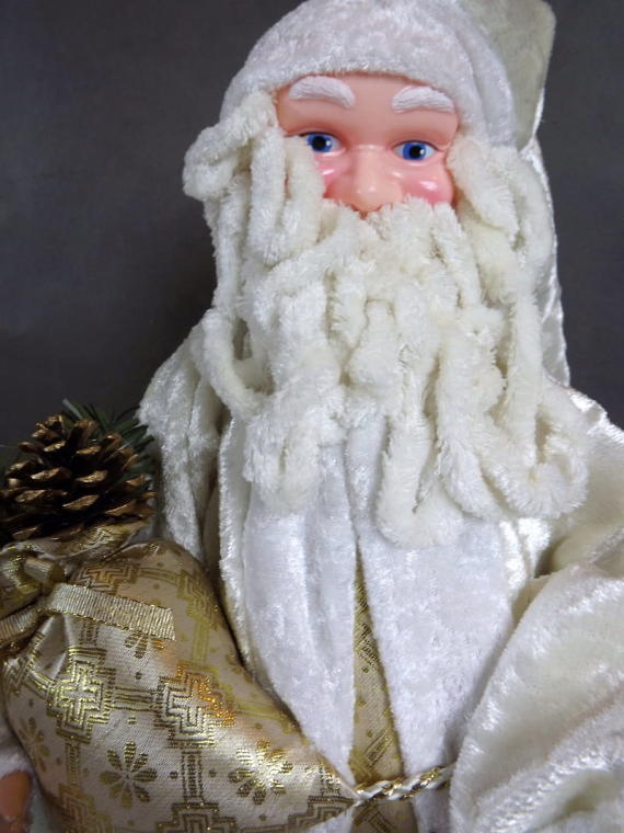 Standing Santa Claus Figurine with a Bag of Gifts in a Velvet Coat - Size 50x30cm