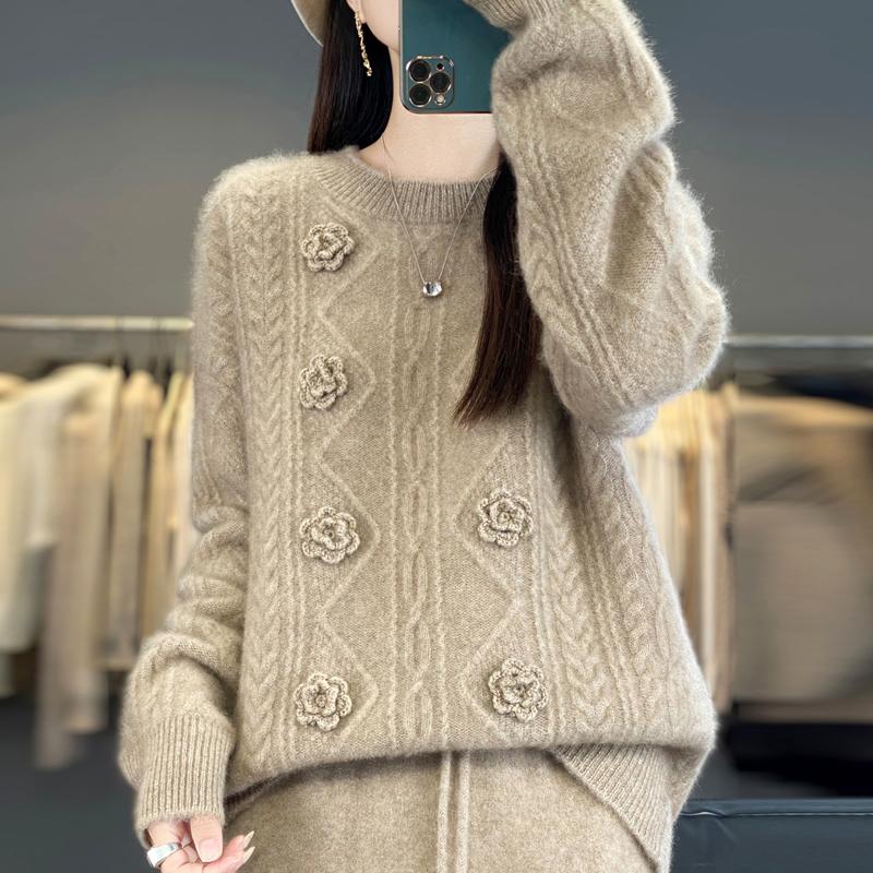 Women Sweater 100% Wool MODERN NEW SAGA O-neck Knit Pullover Thick Winter Jumpers Female Knit Tops