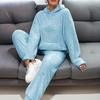 Women's Fuzzy Fleece Pajamas Set Winter Plush Pullover Hoodies And Pants Lounge Set Fluffy 2 Piece Sleepwear