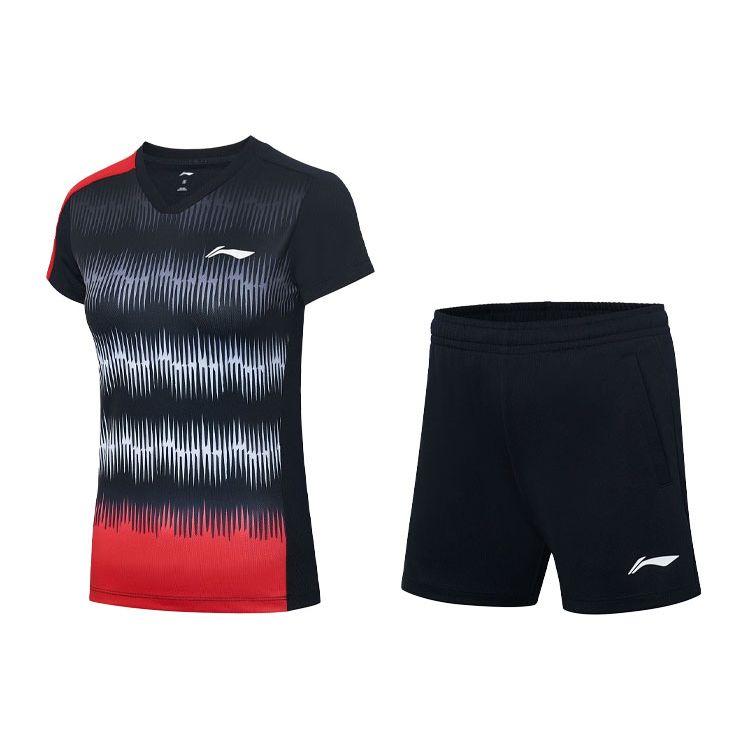 Li Ning Badminton Series Quick-Dry Cool Competition Split Suit Women Sportswear Black AATT020-3