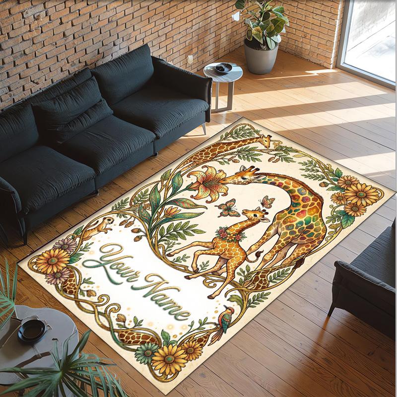 Landscape Theme Crystal Velvet Floor Rug Personalized Custom Name Text Warm Carpet Home Decoration