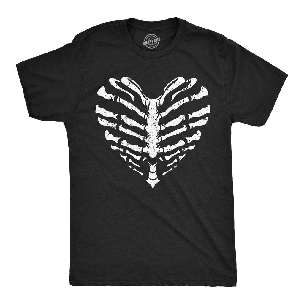 Mens Skeleton Ribcage Heart Funny T Shirt Spooky Novelty Tee for Men