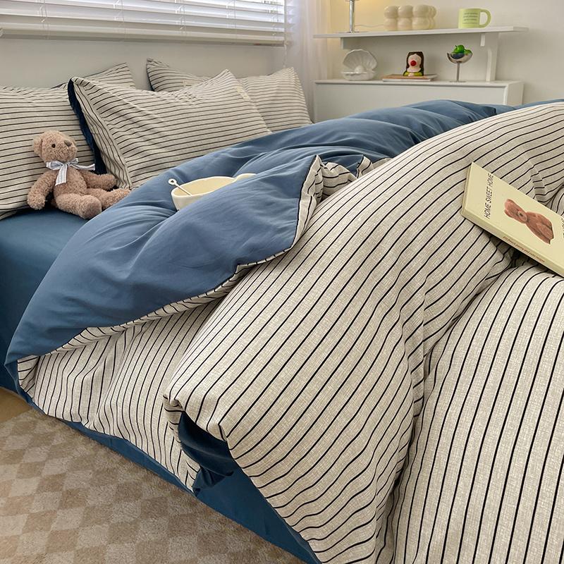 Комплект постельного белья из хлопка с узором в скандинавскую клетку, пододеяльник, наволочка, простыня, комплект постельного белья размера «queen-size» и «king-size»