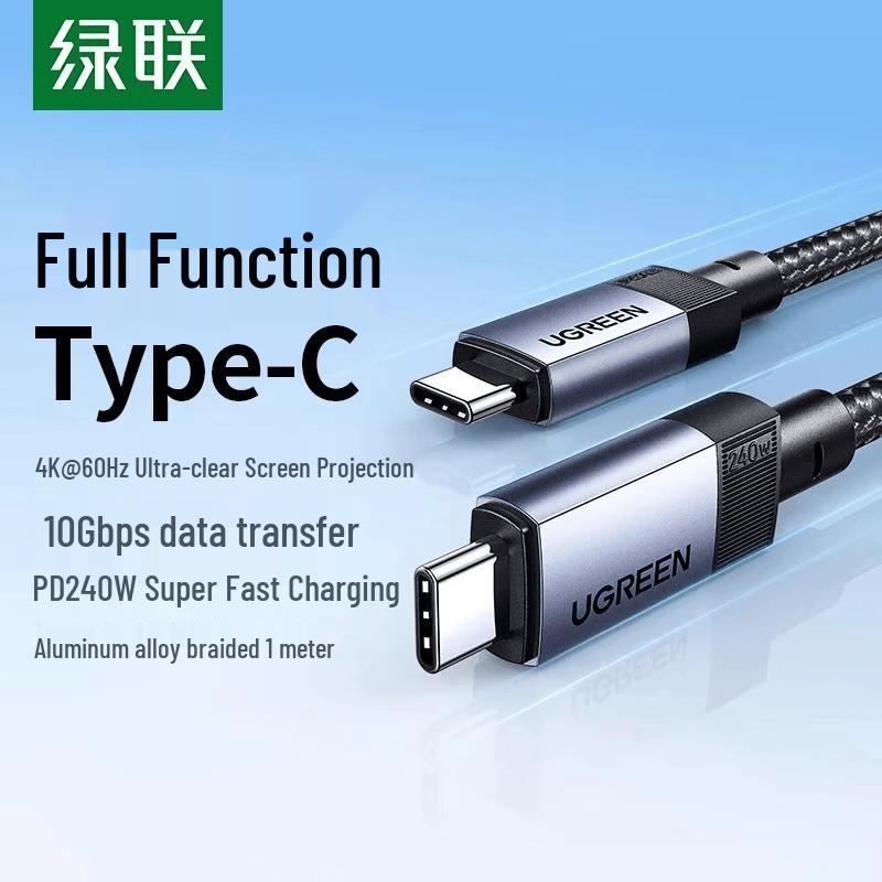 Ugreen L701 Двухпортовый Type-C PD240W 10 Гбит/с Плетеный кабель для передачи данных