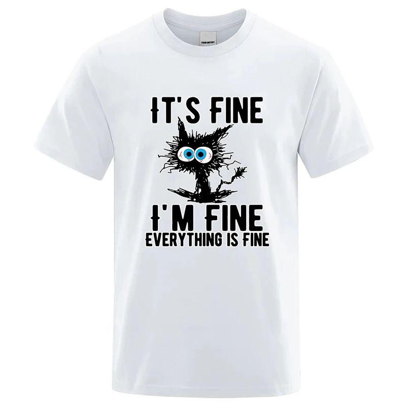 Funny Cool Cat Printed Tshirt High Quality Tshirt Print Cotton Casual Loose Short Sleeve Tshirt for All Reason Unisex