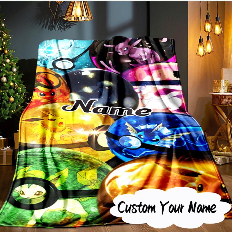 Custom Name Pika Ball Collection Blanket Ideal Bedding Blanket Perfect for Travel, Camping, Living Rooms, Offices, Sofas, Fan Christmas gift